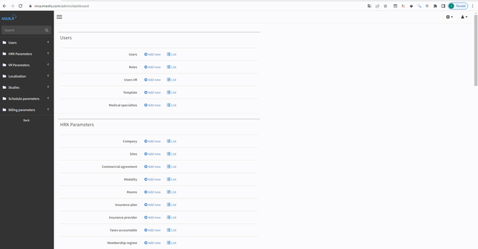 Ingresar a la lista templates modulo admin-1